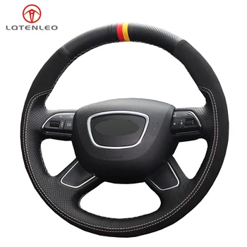 

Black Leather Suede DIY Car Steering Wheel Cover For Audi A4 (B8) 2013-2016 A7 2012-2013 A8 A8 L 2011-2018 Allroad 2013-2014