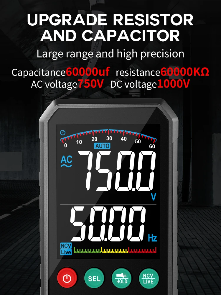 FUYI NEW Generation 600V Digital Multimeter Ture RMS AC DC NCV Smart Multimetro Tester Ohm Capacitance Hz Voltage Meter
