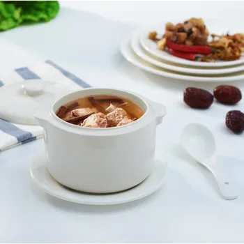 

. Ceramic Steamed Waterproof Slow Cooker Dual Handle Household Steamed Egg Health Porridge Soup Pot Abalone Sea Cucumber Bowl Cu