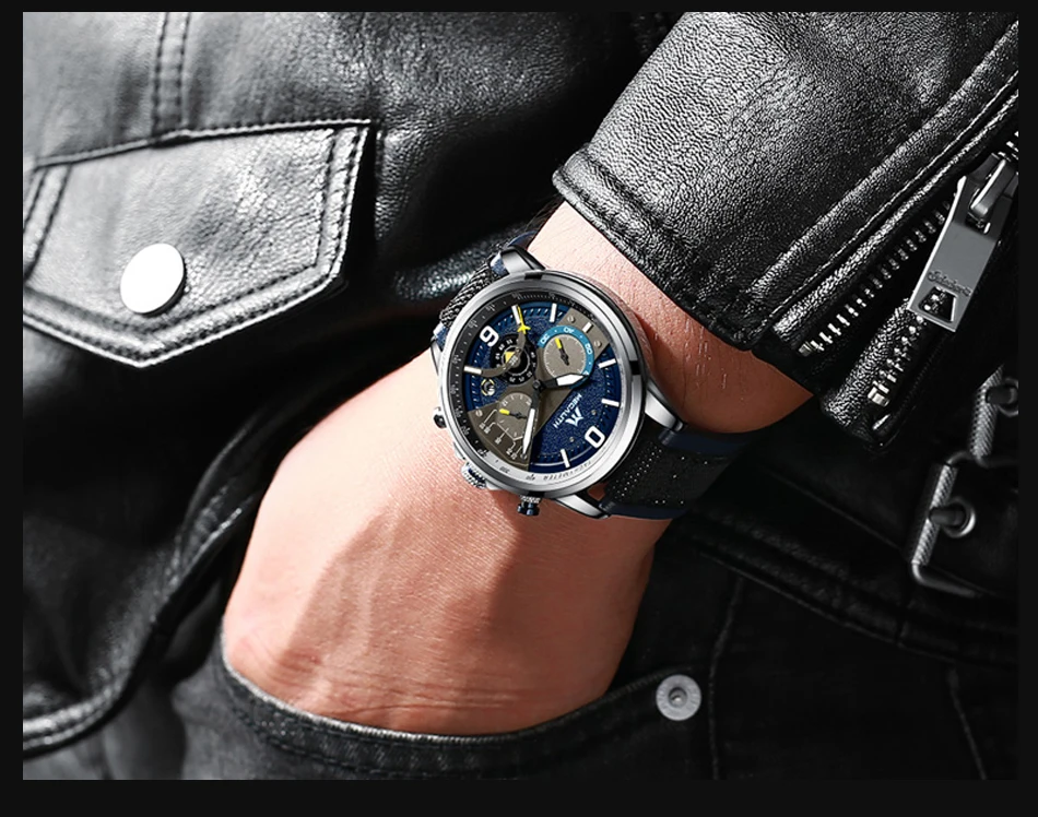 MEGALITH новые модные часы мужские кожаный ремешок наручные часы мужские спортивные водонепроницаемые хронограф мужские часы Relogio Masculino 8083