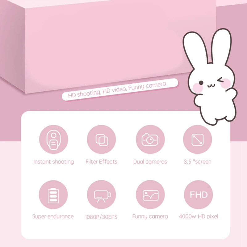 Children's CameraKids Digital Camera with 3.5Inch IPS HD Sn 1080P Video Recorder Lanyard Anti-Fall Mini Camera