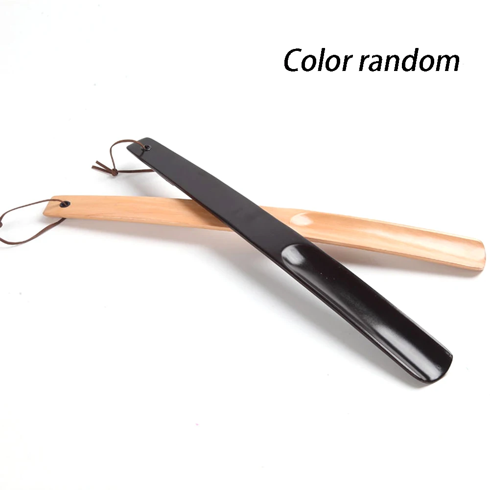 

Hanging Loop Shoe Horn Athletic Durable Hotel Wearing Long Handle Pull Spoon Home For Boots Odor Resistant Wooden Random Color