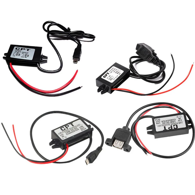 1 xпонижающий DC 12V до 5V 3A 15W DC мини/микро/двойной USB адаптер питания конвертер