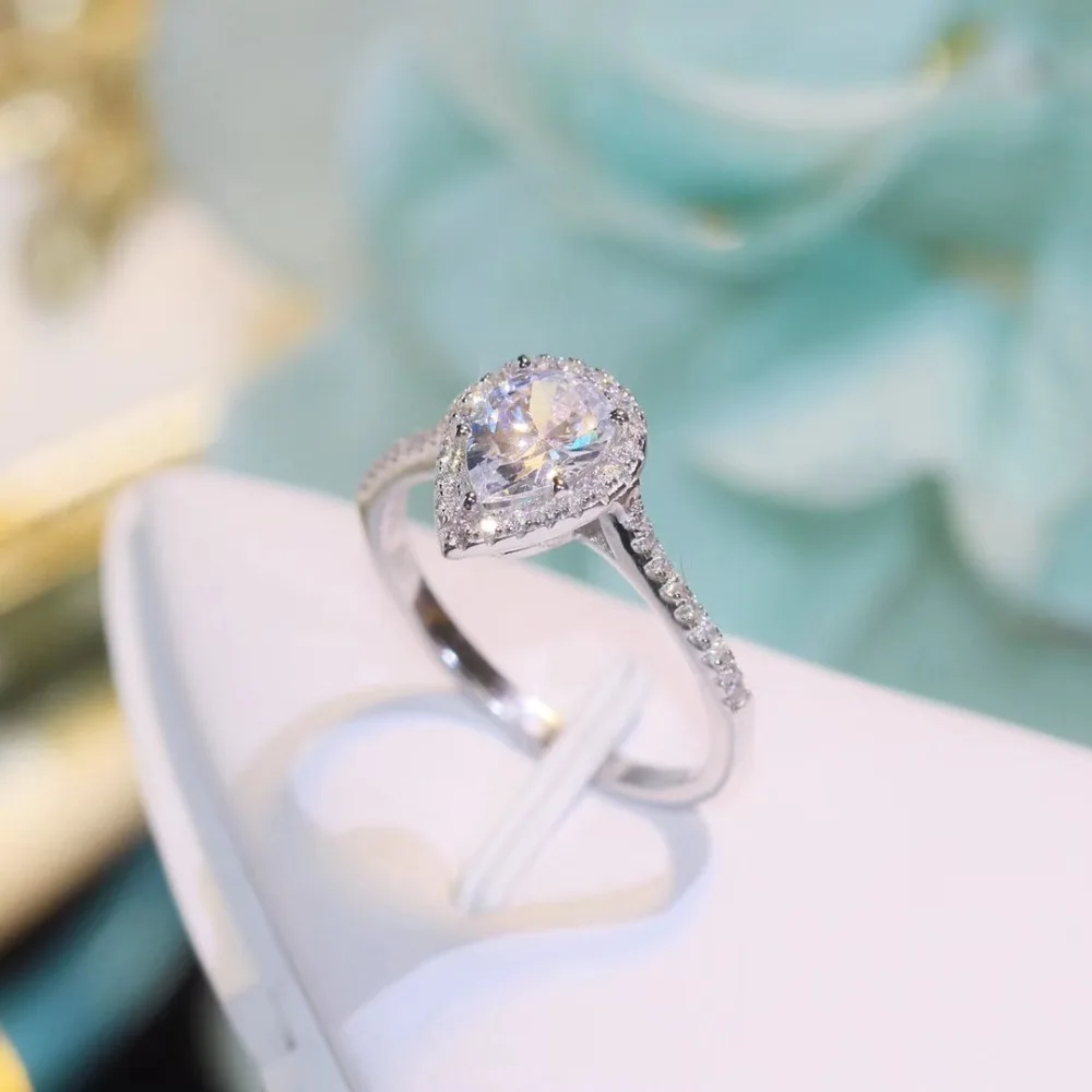 

TSHOU14 women fashion 925 sterling silver water drop wedding rings for women