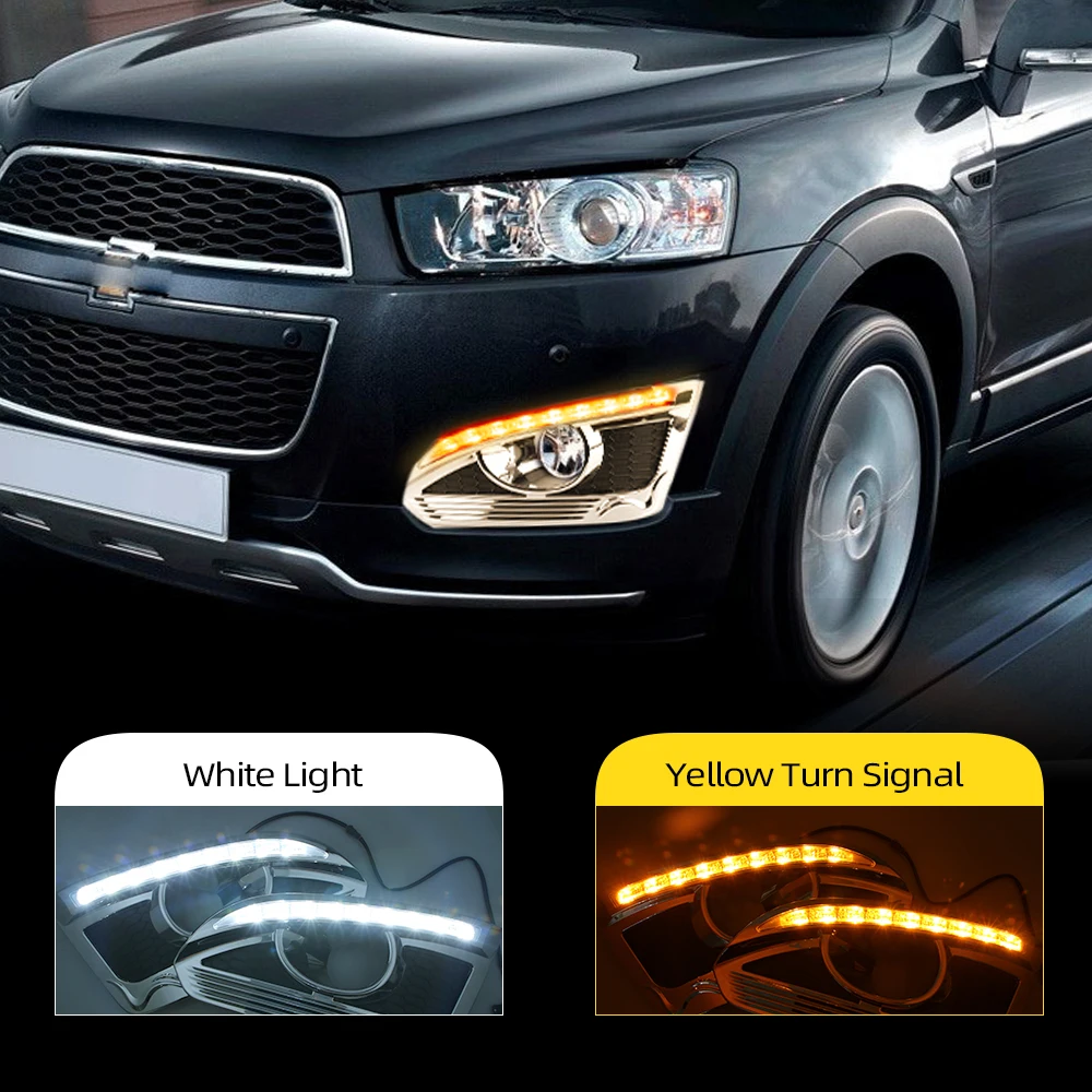 Автомобильный мигающий 1 комплект для Chevrolet Captiva желтый сигнал поворота автомобиля DRL лампа водонепроницаемый 12 В Светодиодный дневной ходовой светильник