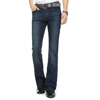

Free Shipping High Quality New Arrival Men's Jeans Slim Bell-bottom Boot Cut Pants Male Elastic Dark Blue Denim Flares Trousers