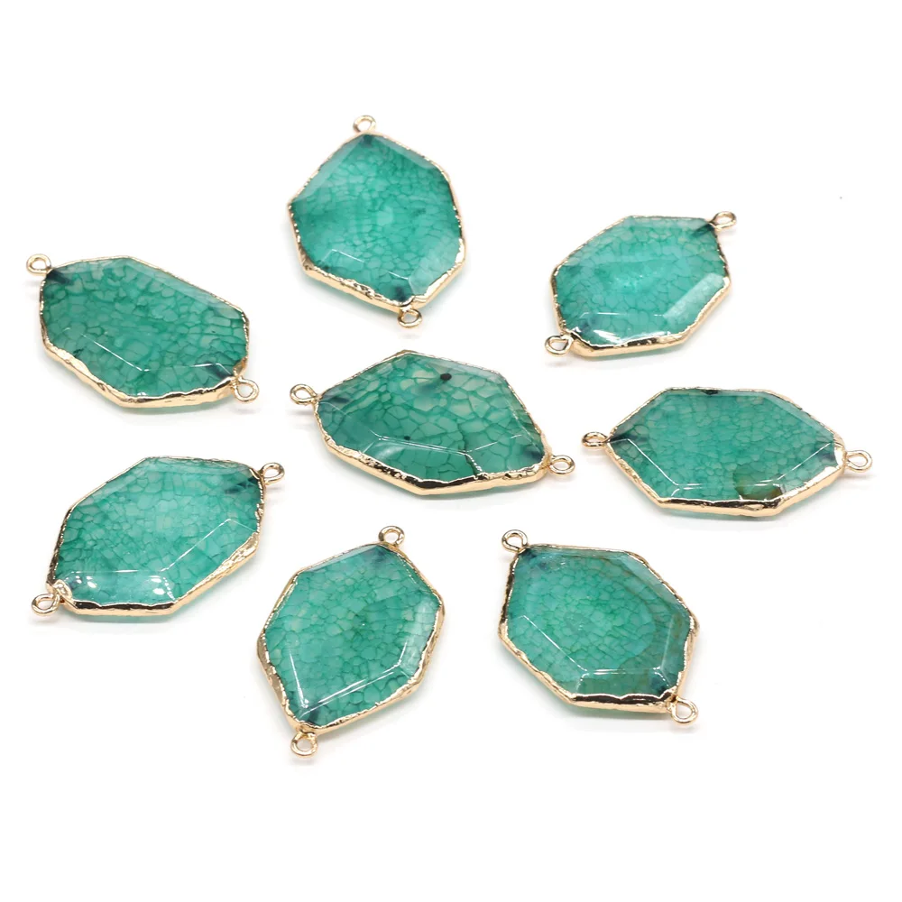

Natural Stone Connectors Rhombic Section Dragon Pattern DIY Bracelet Necklace Making Jewelry Findings 25x40-28x43mm