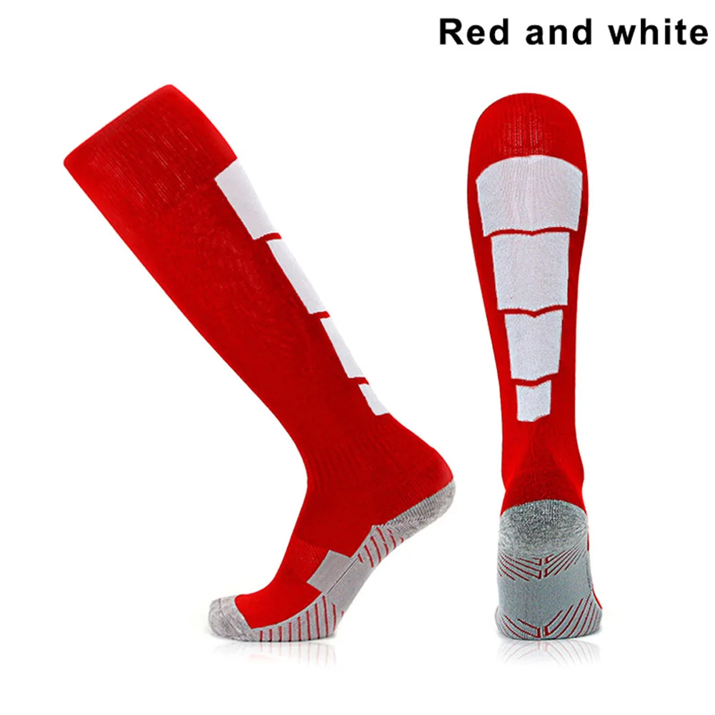 Red white 1 пара, мужские длинные прямые носки, чулки, дышащие эластичные для футбола, бега, спорта, HSJ88 - Цвет: Red white