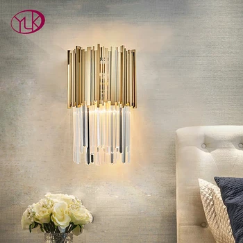 

Modern LED light LED Luminaria Crystal Wall Lamp AC90-260V Gold Creative Design Indoor Lights Lighting Fixture Bedside Sconce