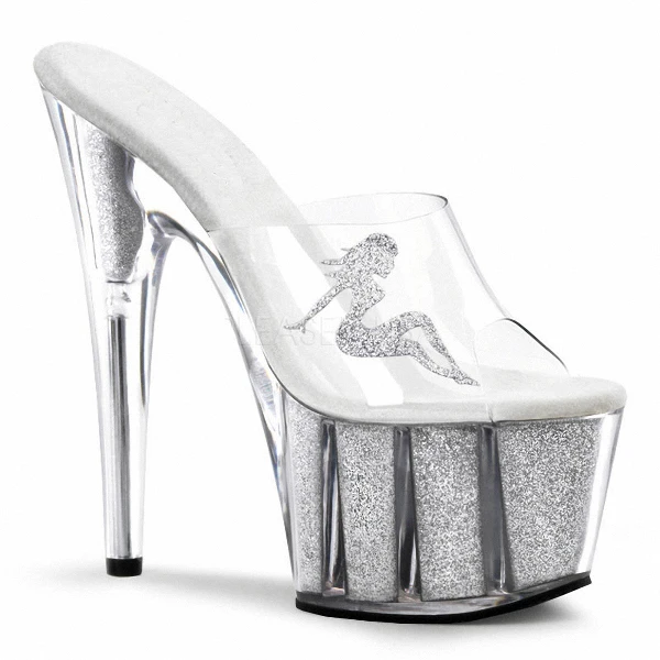 LAIJIANJINXIA 15 CM High Heels Slippers Club Night Shoes Sexy Pole Dancing Shoes Platform Women's Shoes Dance Shoes - Цвет: Серебристый