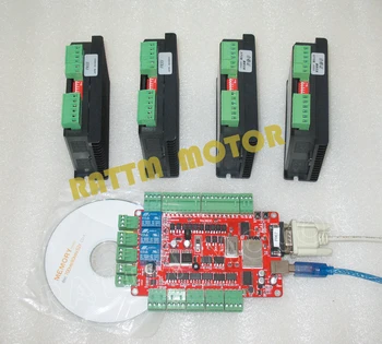 

New products 4 Axis motor driver 20-50V/4.5A/256 micsteps controller kit with 4Axis USBCNC breakout board CNC kit