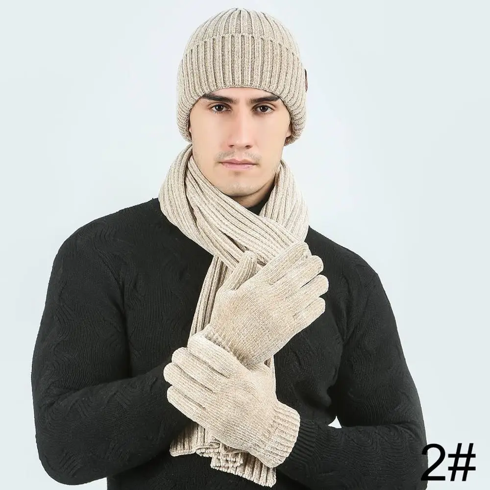 Evrfelan брендовая Толстая мягкая шапка шарф перчатки Набор Модные женские мужские зимние аксессуары зимние шапки и шарфы и перчатки для дропшиппинг - Цвет: beige