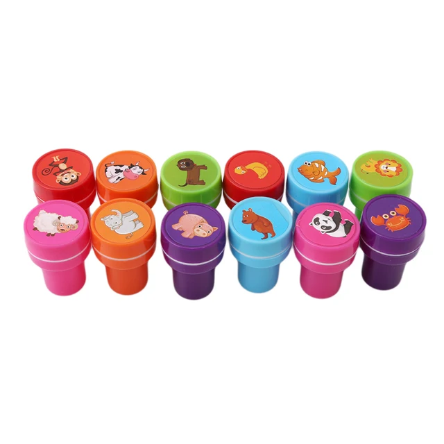 12pcs/Box Children Toy Rubber Stamps Cartoon Fruits Kid Seal DIY Scrapbook Photo Album Decor Stamper High Quality Simple 5