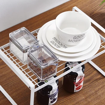 

Kitchen Storage Rack Metal Cupboard Storage Shelf Non-Skid Spice Rack Single Layer Kitchenware Organizer Saving Space