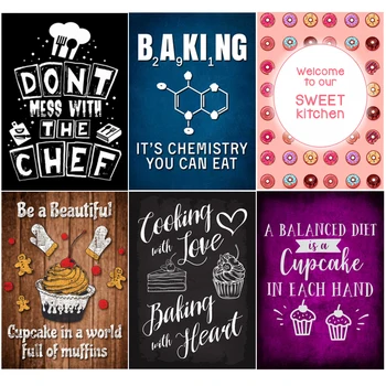 

Don't Mess with The Chef Plates Baking Powder Metal Tin Signs Kitchen Cafe Restaurant Decor Cookies Pastry Metal Plaque ZSS42