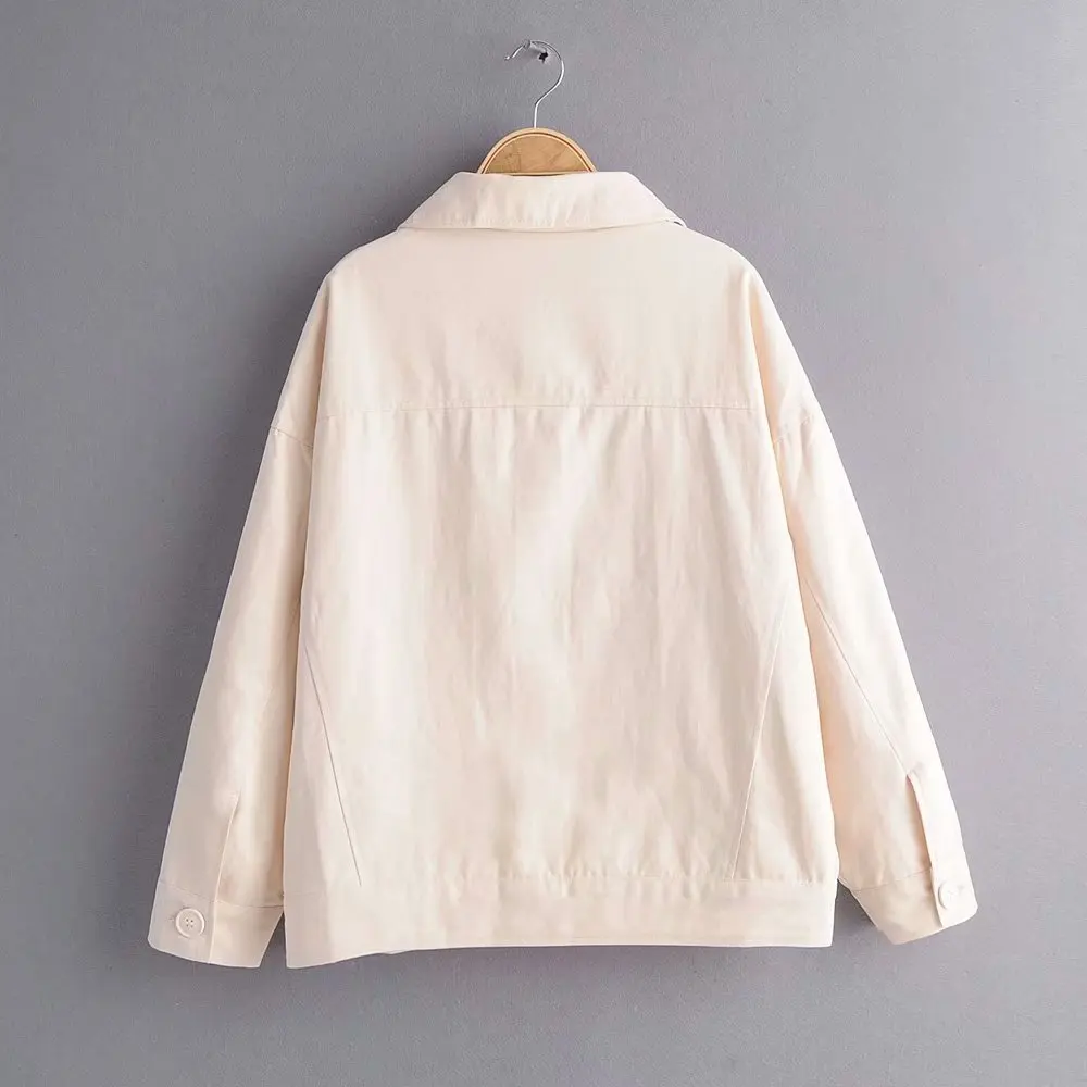 

F4337-Korean-style WOMEN'S Wear 2019 Spring And Autumn New Style Simple by Age-Style Loose-Fit Fold-down Collar Workwear Coat Wo