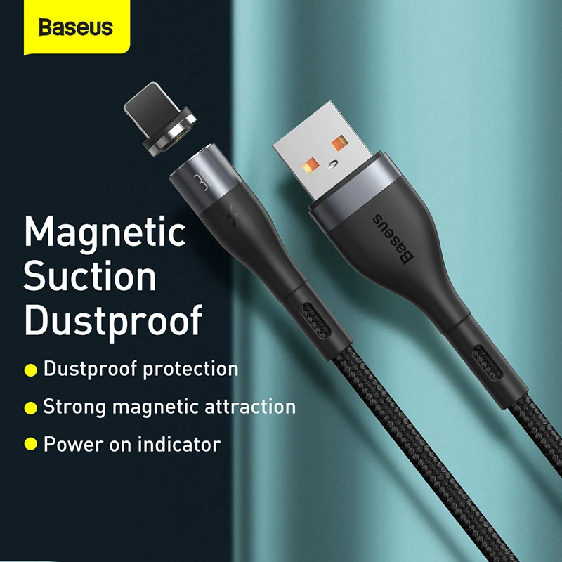 Магнитный USB-кабель Baseus для зарядки iPhone 11 Pro XS Max XR X 8 Plus 7 6s 6 5s 5 SE 2 4 A магнитный