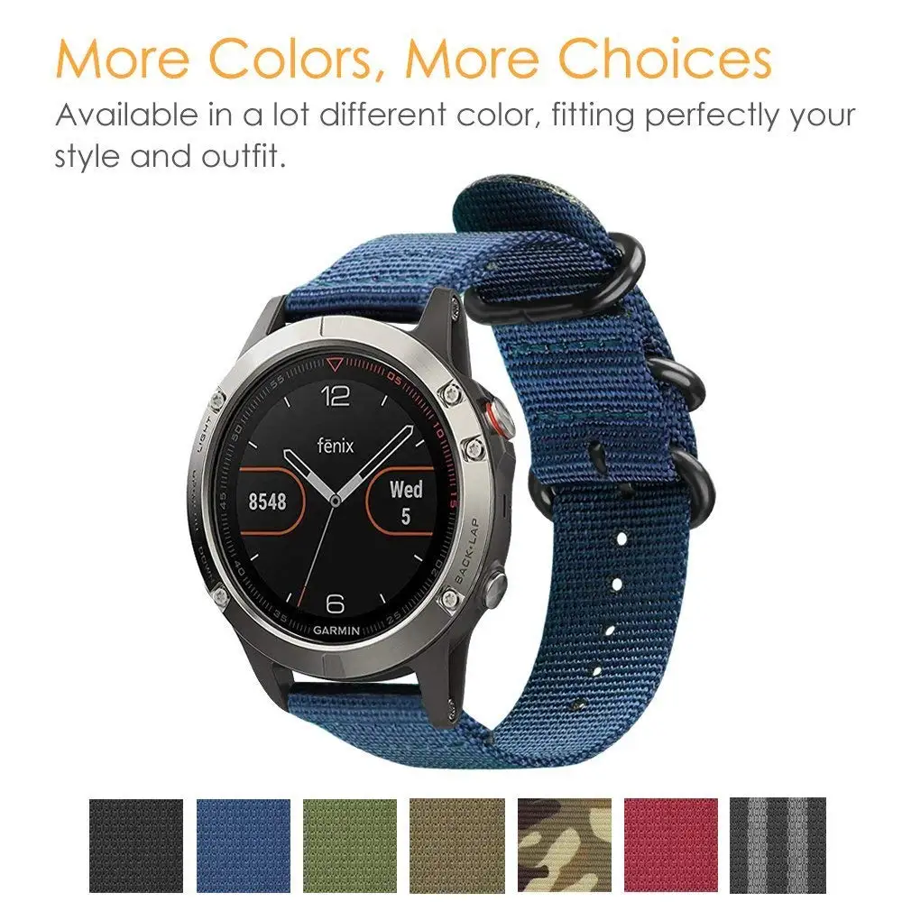 НАТО нейлон ремешок 20 мм/22 мм/ремешок для наручных часов gps Garmin Fenix 5x 5Plus 5S кольцо
