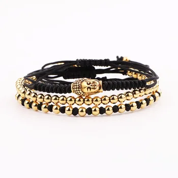 New Design High Quality Stainless Steel Beads Buddha Charm Cord Braided Friendship Macrame Adjustable Bracelet Men Women Gift