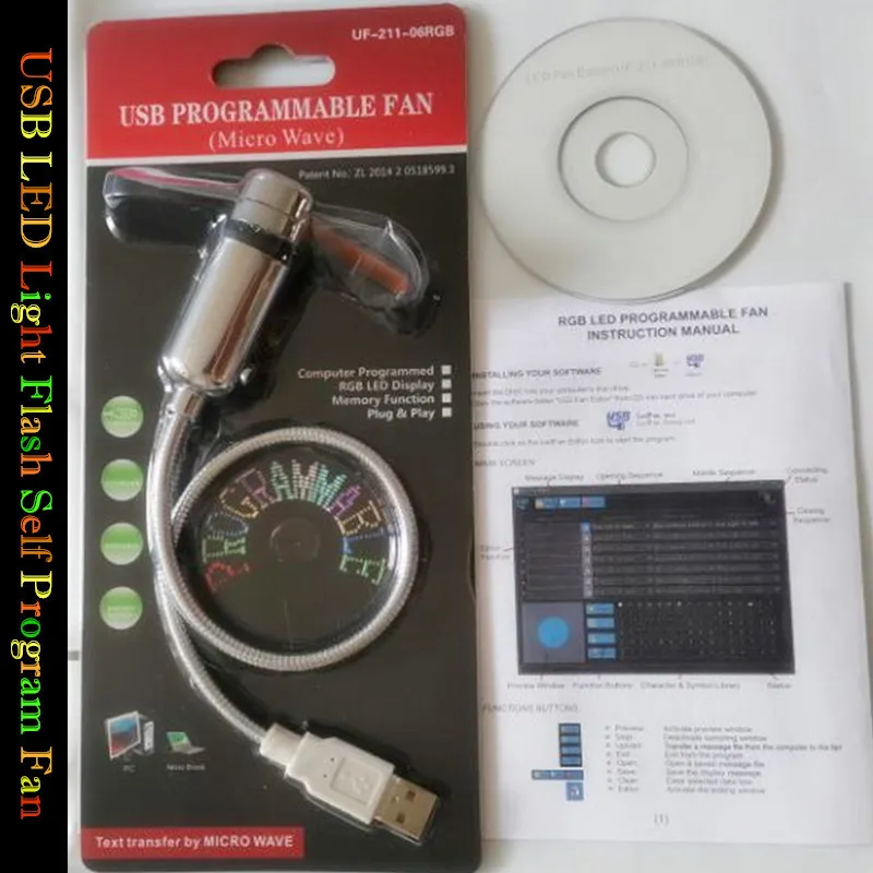 Diy Usb Led Light Flash Self Program Fan Editar e Exibir Letras Coloridas Símbolo Número Saudações Slogan Fan para pc e Mobile Power - Imagem 2