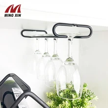 BETOCI 2PCS Home Simple Wine Glass Rack Inverted Tall Cup Holder Single Row Perforated Red Wine Cup Holder Kitchen Bar Wine Set
