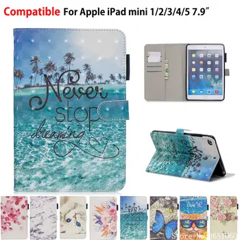 

Case For Apple iPad Mini5 2019 Mini 5 4 3 2 1 7.9" Cover Funda Tablet Fashion 3D Pattern PU Leather Flip Stand Capa Shell