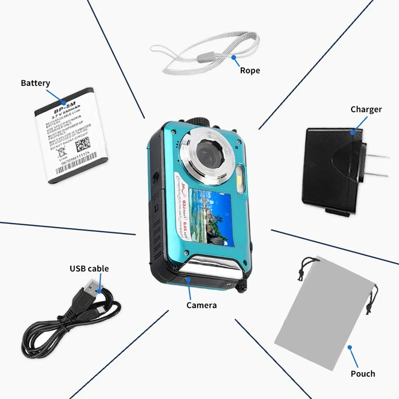  Hot 3C-Underwater Camera 24.0MP Waterproof Digital Camera Full HD 1080P Self-Timer Dual-Screen Vide