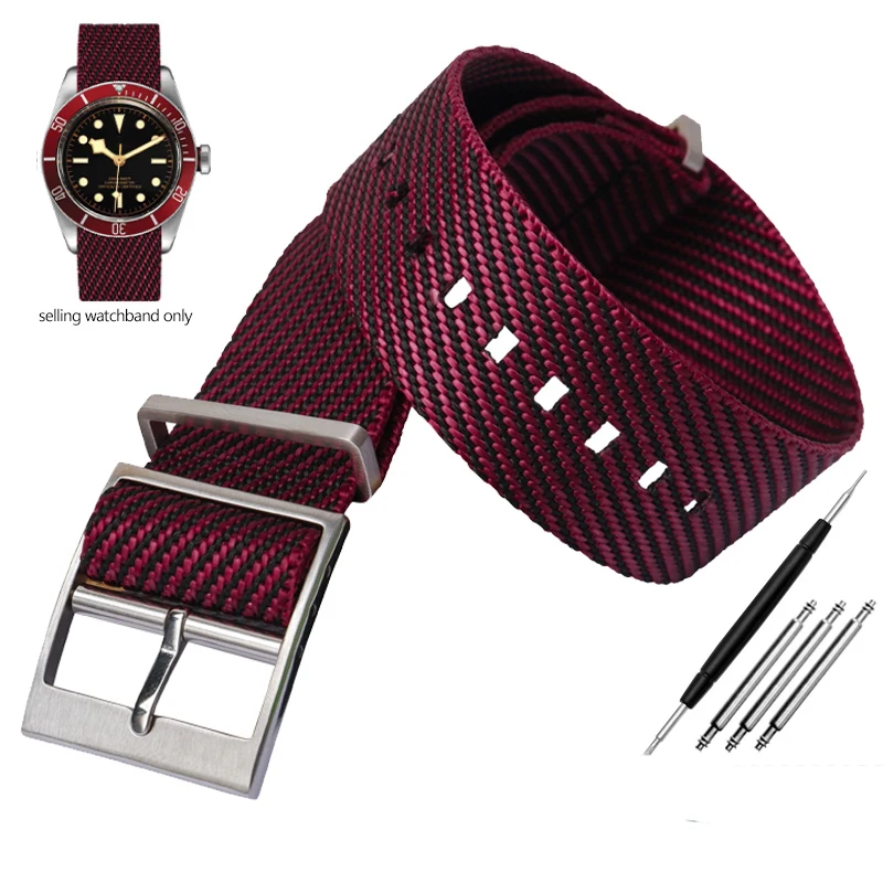 thumbnail image 1 of Correa para reloj Tudor Seiko de tela, correa de una sola pieza, ajustable, de una sola pasada, pulsera deportiva de 20 mm y 22 mm, 1 of 5