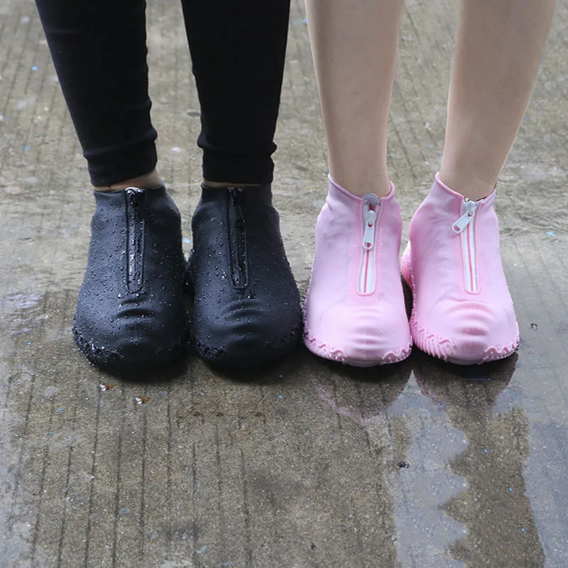 Silicone Overshoes Rain Waterproof Shoe Covers Boot Zipper Protector Reusable 