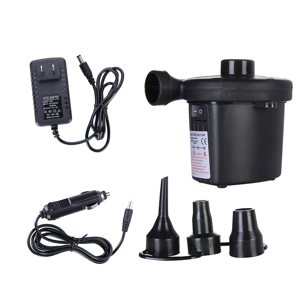 EU/UK/US Plug Electric Air Pump DC12V/AC230V Inflate Deflate Pumps Car Inflator Electropump with 3 Nozzles Inflatable Pump