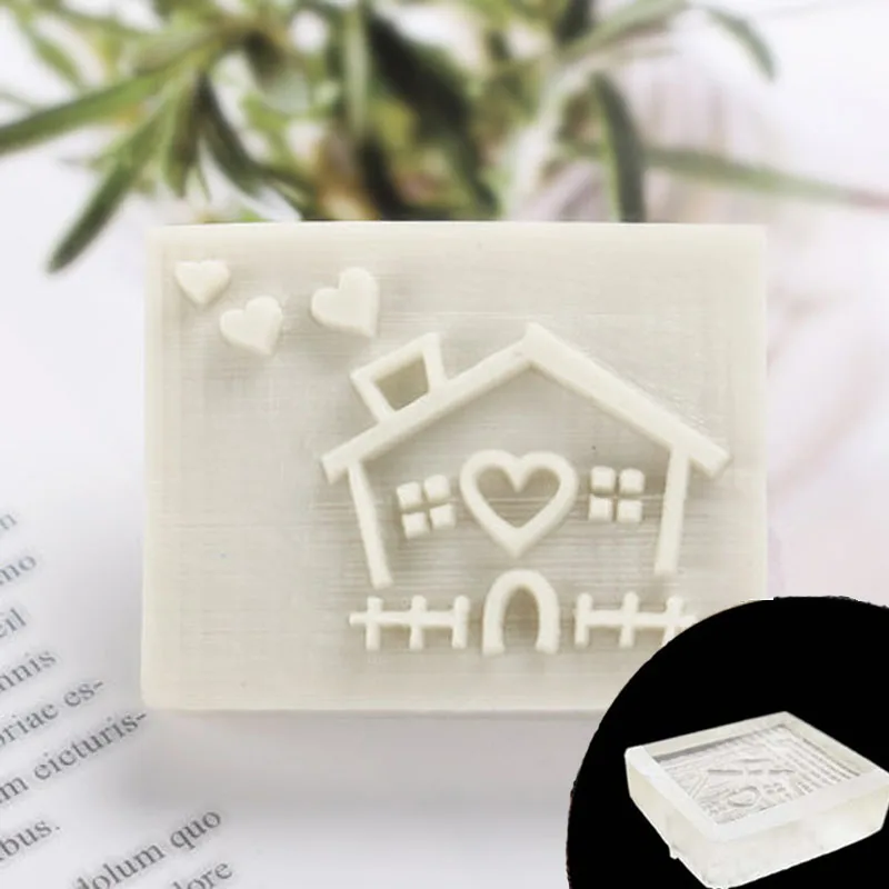 House Pattern Handmade Soap Stamp, Clear, Natural, Acrylic, Organic, DIY, Making Chapter