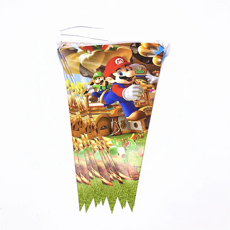 10pcs Lot Baby Shower Cartoon Super Mario Themed Kids Birthday Party Bunting Banner Marios Decorate Party Flags Supplies Banners Streamers Confetti Aliexpress - super mario makers of roblox banner roblox