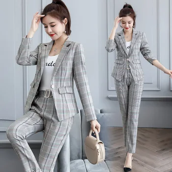 

Women's suit 2019 autumn new elegant casual fashion slim slimming temperament suit two-piece women's clothing set