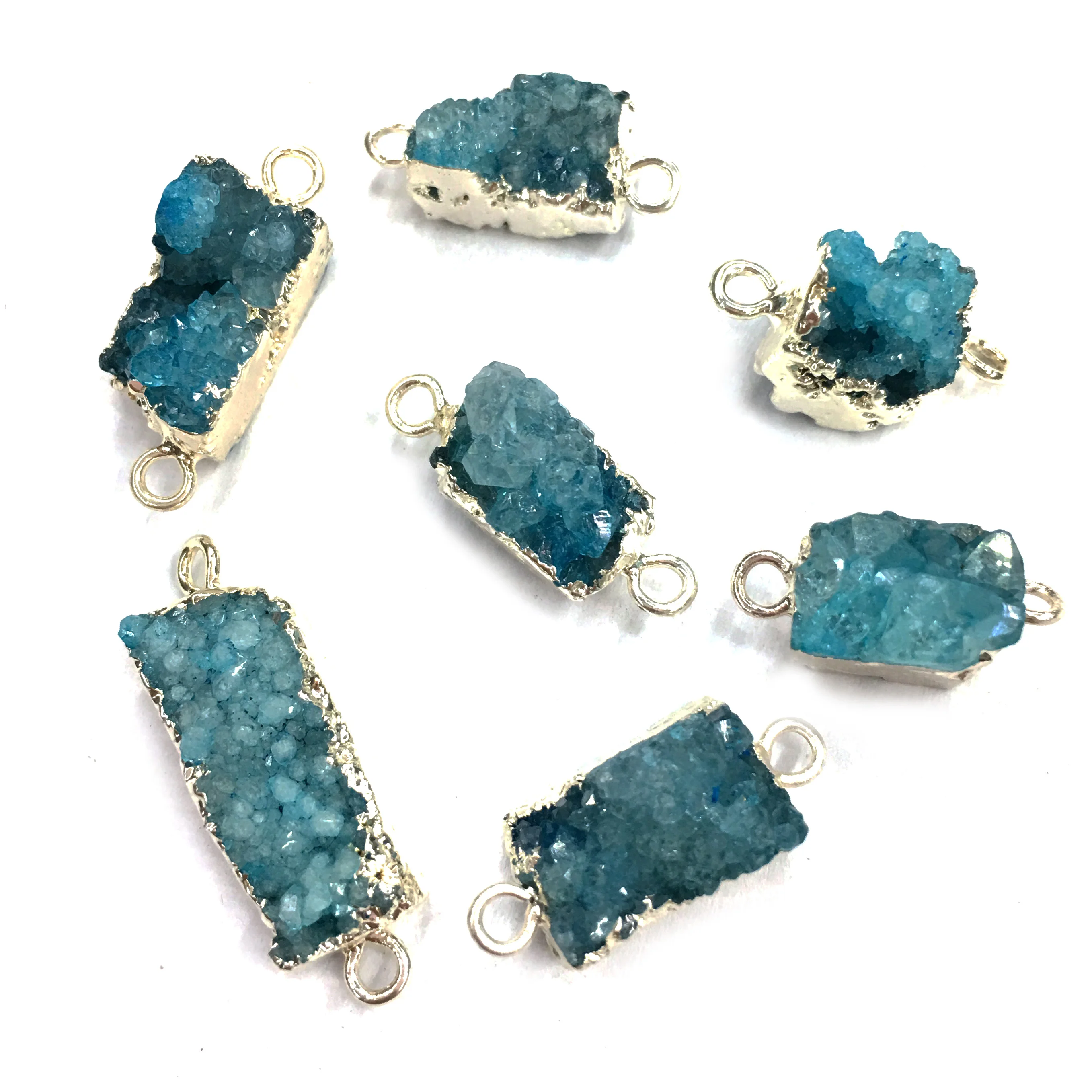 Новые Подвески с натуральным синим кристаллом, соединители прямоугольной формы, соединители DIY для изготовления украшений ожерелья, браслеты