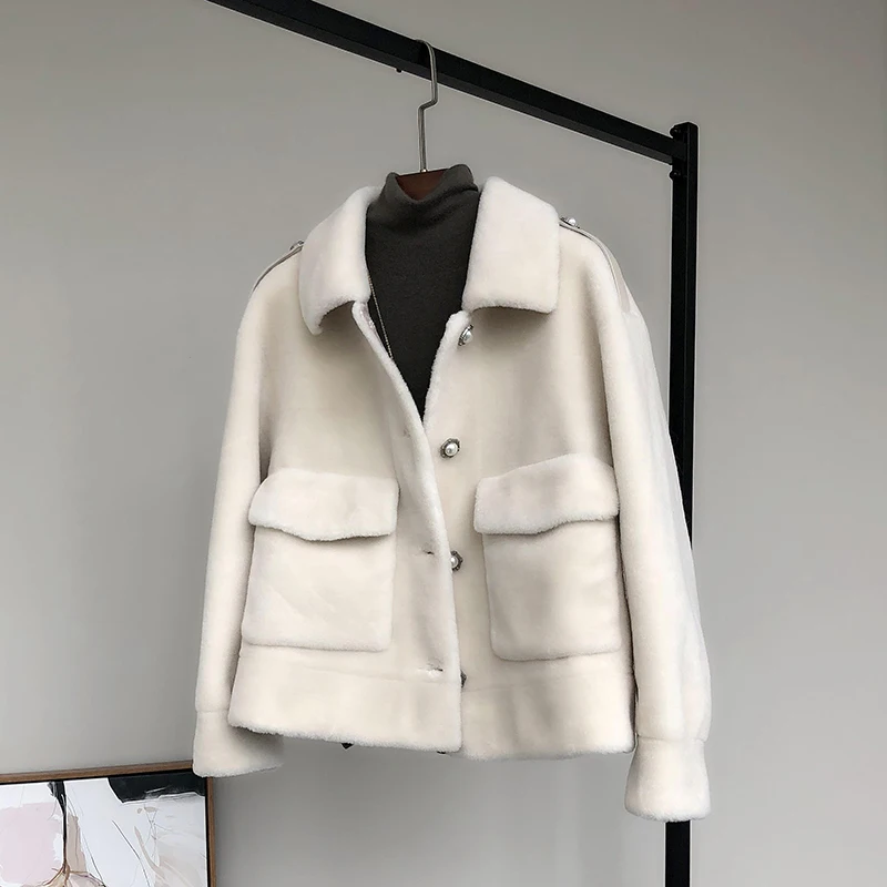 

Real Fur Coat Wool Jacket Autumn Winter Coat Women Clothes 2020 Korean Vintage Sheep Shearling Women Tops Abrigo Mujer ZT3465