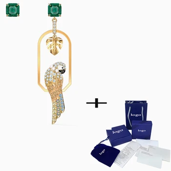 

SWA 2020 New Elegant Quality Tropical Garden Leaves Color Tropical Parrot Pierced Earrings For Girlfriend Fashion Birthday Gift