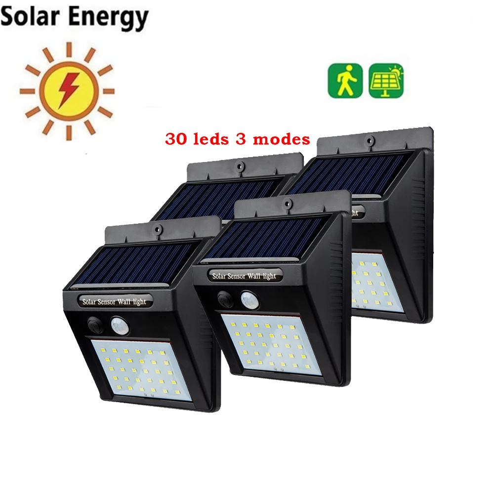 

2/4PCS 30 LED Solar Light Human Infrared PIR Motion Sensor cob Wall Lamp Security Outdoor Lighting Waterproof IP65 Garden Lamp f