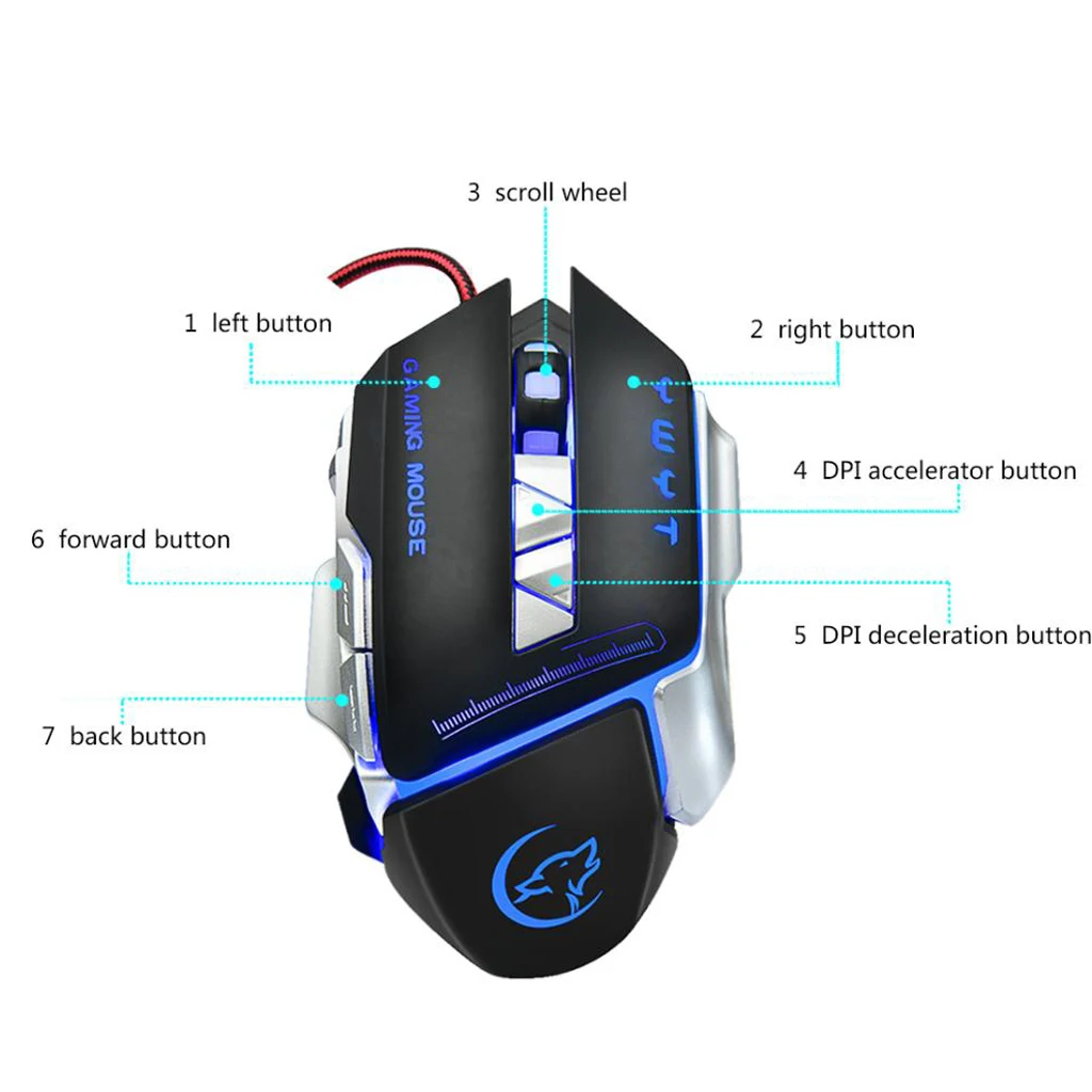Портативная Проводная игровая мышь USB, 6 кнопок, 3200 dpi, оптическая компьютерная мышь, геймерские Мыши для ПК, ноутбука, игровая мышь
