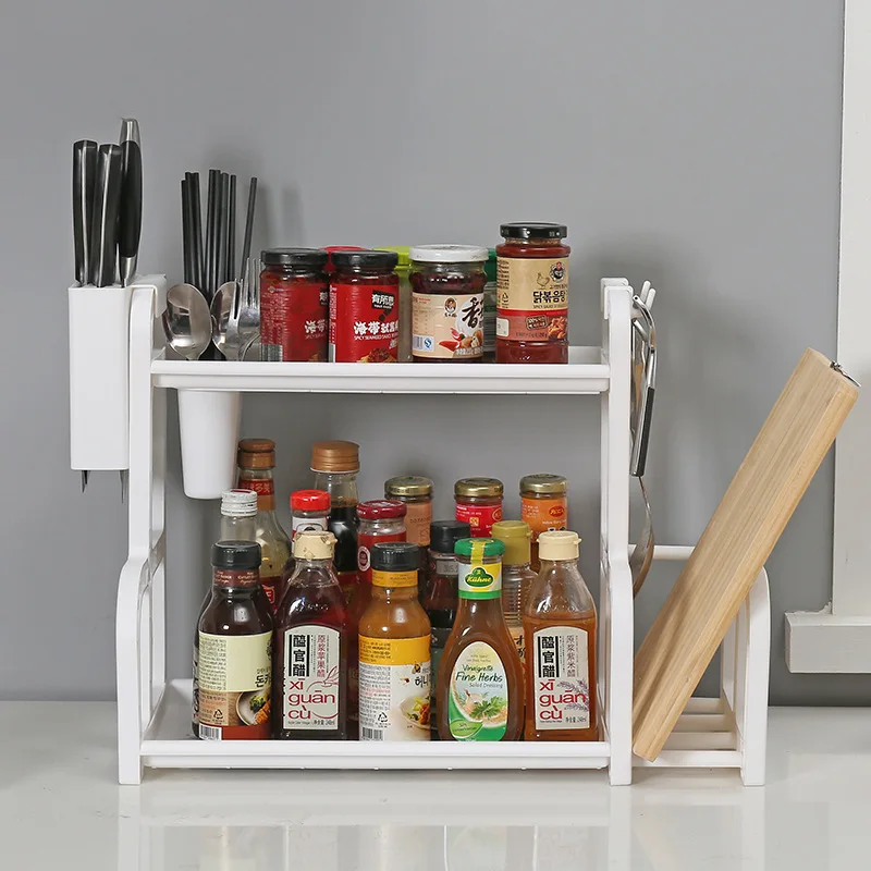 

Multifunctional Shelf 2-Layer Storage Rack Kitchen Spice Rack Double Layer Storage Shelf Chopping Board Rack