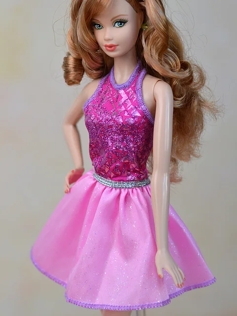 Moda Rosa Vestido Longo Para Barbie, Peça Única, Vestidos De Festa