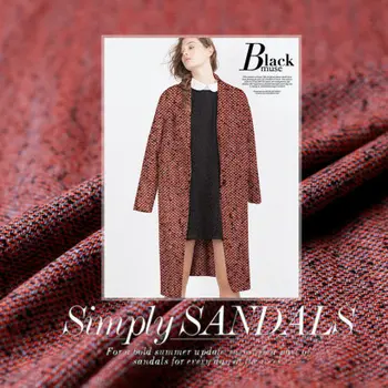 

150cm width 410g/m weight orange black color tweed 100%wool materials spring autumn overcoat DIY clothes fabrics Free shipping