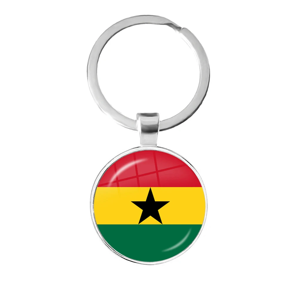 13 Trinidad, Sierra leone, Jamaica, guana, Ghana, UK, libia, ESTINA, Индия 25 мм стеклянный кабошон Национальный брелок для ключей «флаг» брелок подарок - Цвет: 13