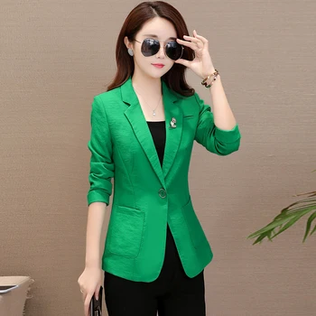 

Fashion 2020 New Spring Autumn Women Green Coat Suit Casual Fashion Slim Professional Suit Solid Color Work Wear Black Jaket