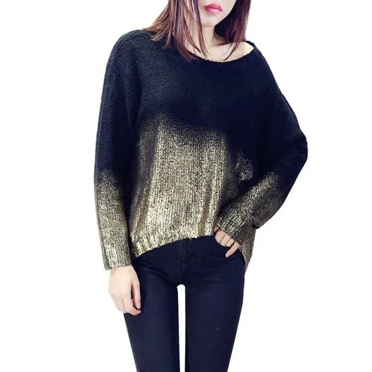 

Sweater Women Bronzing Process Ugly Sweater Sweaters Pullovers Batwing Sleeve Casual Fashion 2018 Womens Harajuku Knit