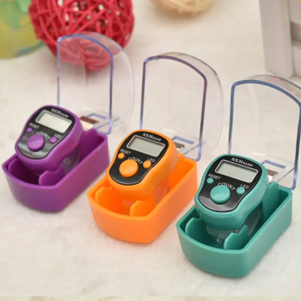 1pcs Portable Electronic Digital Counter Mini LCD Hand Held Finger Ring-type Tally Counter Random Color