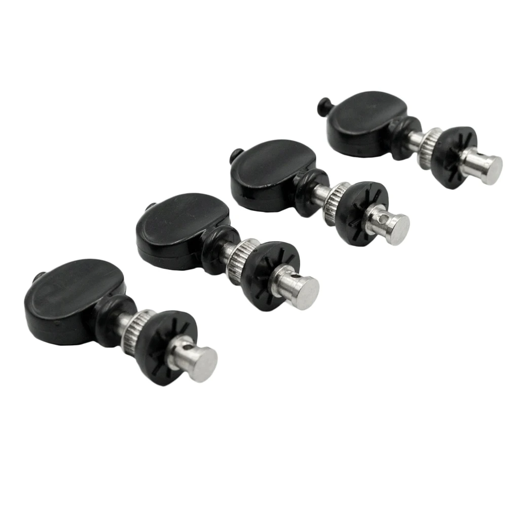 Pack of 4 Straight String Tuning Pegs Pin Black+Silver for Ukulele 4 String Guitar Replacement Parts