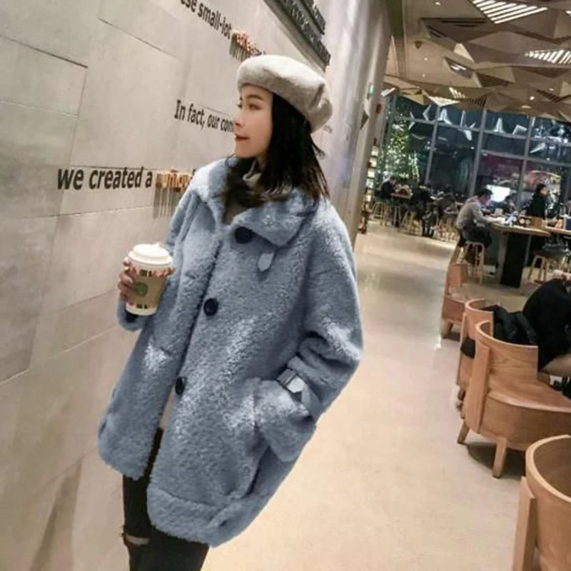 Новое пальто из искусственного меха Модная тонкая синяя куртка из искусственного меха кофейного цвета пальто из искусственной овчины Свободные теплые парки