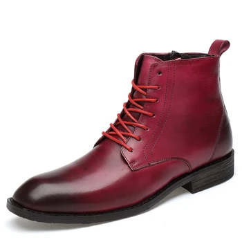 

Men Ankle Boots Men Formal Dress Leather Shoes Western Cowboy Boots Male British Style Slip-on Wedding Dress Short Boot For Man