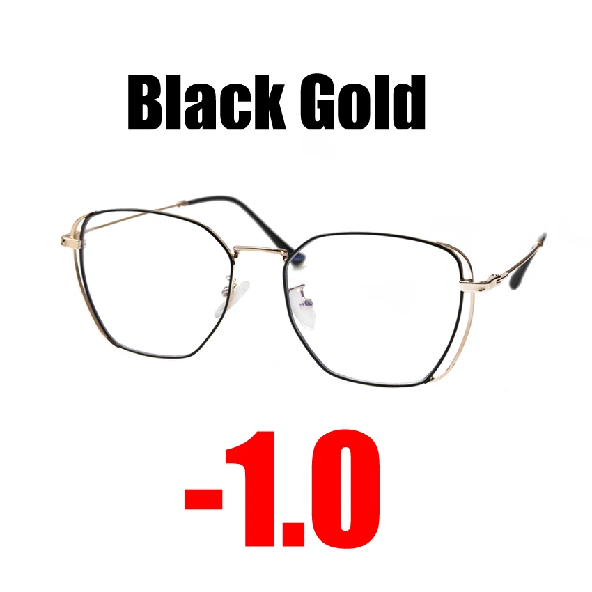 Black Gold -1.0 SOOLALA Рецептурные очки для близоруких женщин очки для близоруких Компьютерных Очков оправа диоптрий-1,0-1,5-2,0-2,5-3,0-4,0 - Цвет оправы: Black Gold -1.0