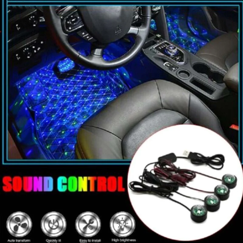 

Lcyonger Universal LED Car Interior Atmosphere Neon Lights Strip Music Control Floor Decor Light Atmosphere Lamp for Honda